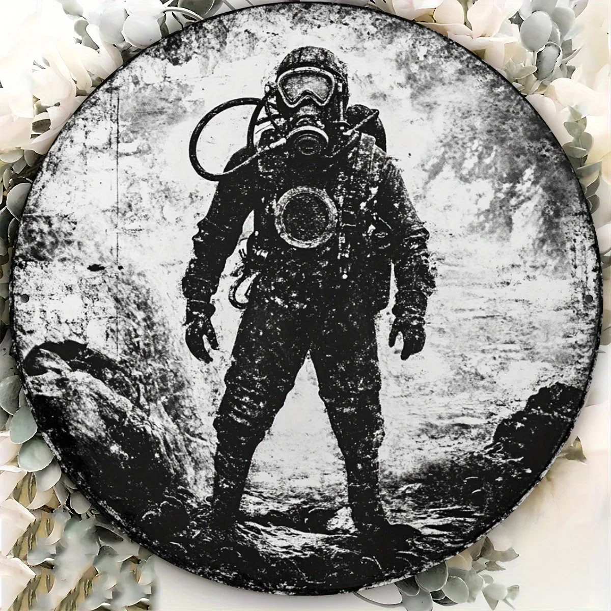 علامة منقوشة من رقائق الألومنيوم مستوحاة من الطراز العتيق، ديكور فني جداري معدني مقاس 8 × 8 بوصة للمرآب وغرفة المعيشة - غوص غوص ريترو S #5