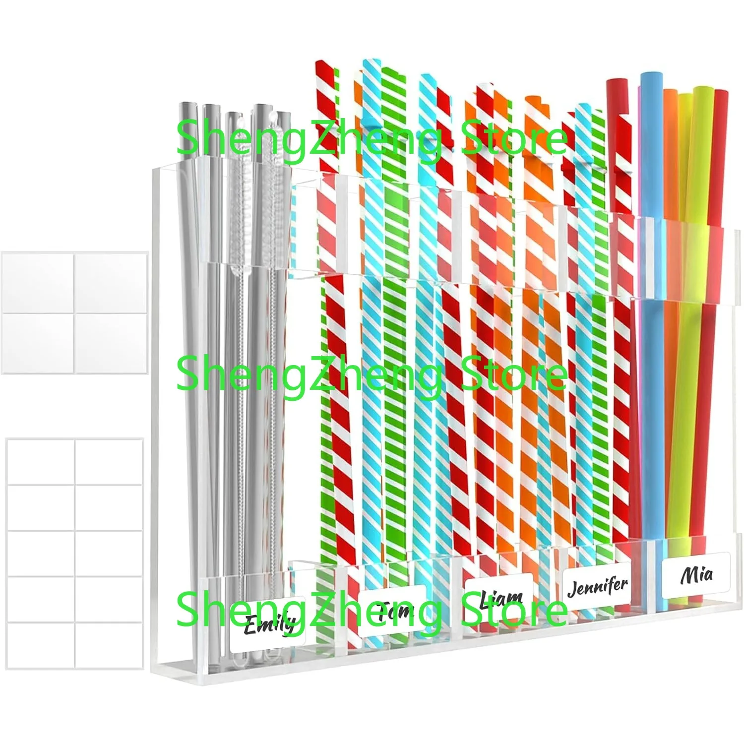 

9.8” Large Acrylic Straw Holder Reusable Straws Organizer Storage Dispenser for Kitchen Counter Cupboard Door