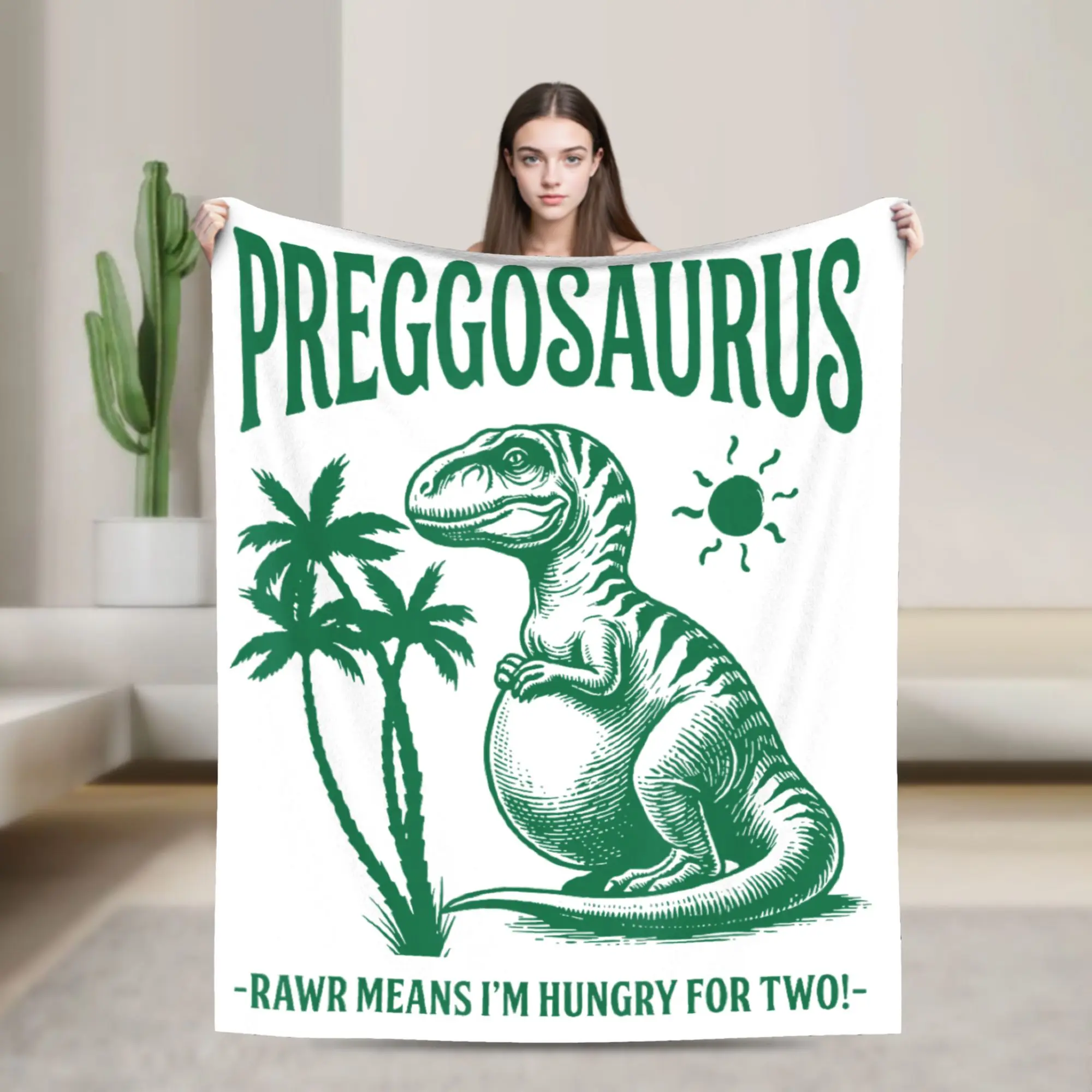 preggosaurus rawr Means I'm Hungry for Two Blanket Quality Cozy  Bedding Throws Autumn Travel Home Decor Print Bedspread