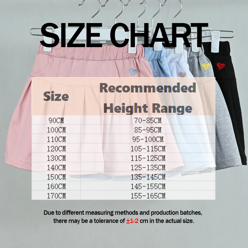 Children Summer Skirts With Shorts Kids A Line High Waist Mini Dress Girls Black White Pink Pleated Skirt Student Uniform Skirts
