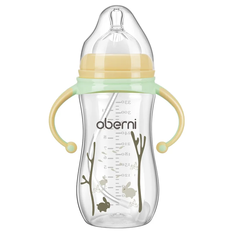 330ML 270ML Baby Infant PP BPA Free Milk Feeding Bottle With Anti-Slip Handle & Cup Cover Water Bottle Wide Mouth Feeding Bottle