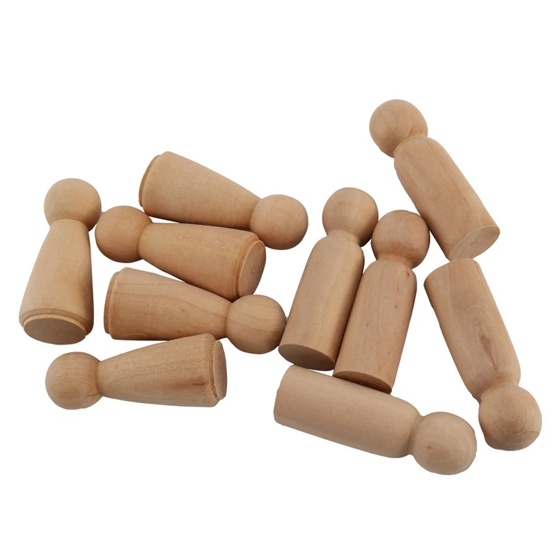 

60 Pieces 65 Mm Unfinished Wooden Peg Dolls Wooden Tiny Doll Bodies People Decorations,Wood Color