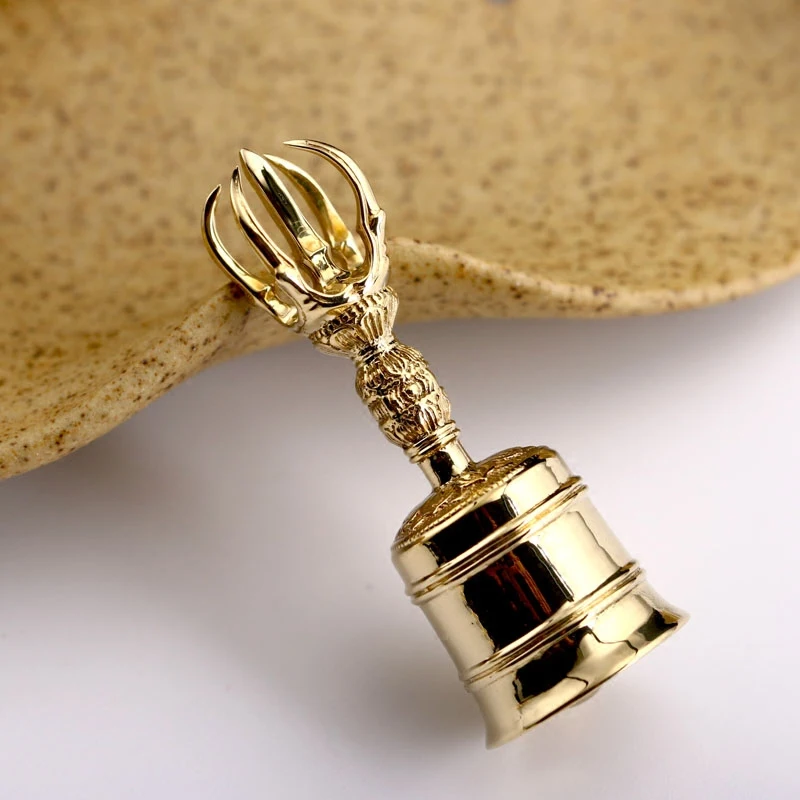 Brass Mini Vajra Pendant 3 cm Single Three and Five Prong Buddhist Dorje Necklace Accessories, Traditional Jewelry Accessory
