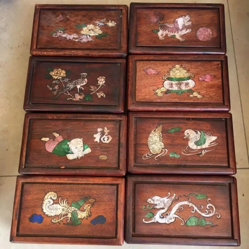 Rosewood Inlaid Shell Jewelry Box Chinese Vintage Style Secret Drawer Wooden Trinket Storage Box  Lu Ban box Decor