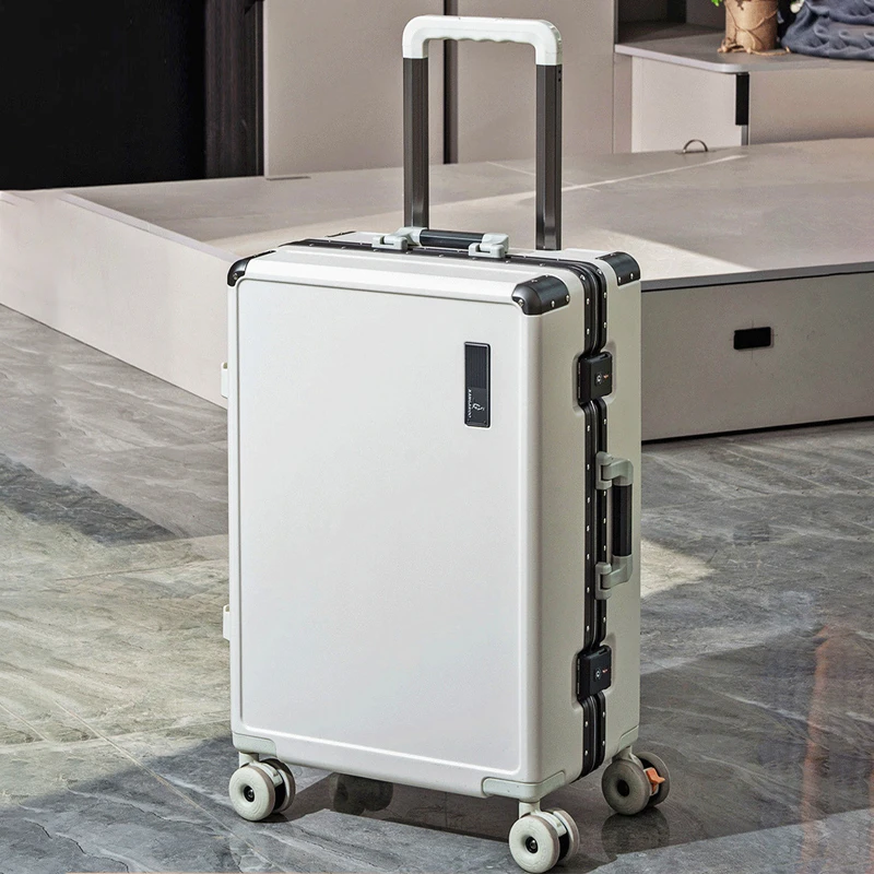 

Thickened PC Aluminum-Frame Travel Luggage with TSA Lock and Cup Holder Carry-On Suitcase on Wheels 22/24/26/28-Inch Women's Bag