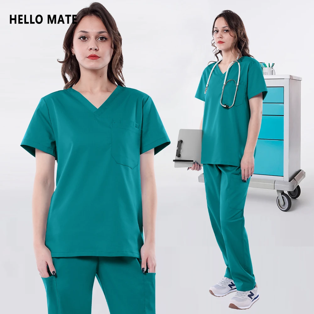 S-XXXL uniforme médico hospital esfrega conjunto feminino manga curta uniformes cirúrgicos laboratório superior calça médico roupas workwear acessórios
