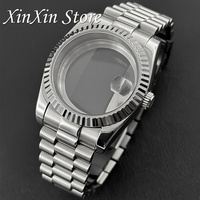 NH35 Fluted Bezel Watch Case 36mm/40mm Presidential Bracelet S crown For NH34 NH35 NH36 NH38 4R35 4R36 Sapphire Glass Movement