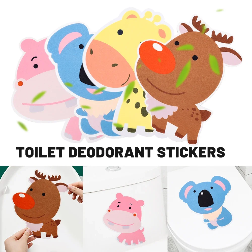 2/1Pcs  Animal Toilet Deodorant Stickers Remove Odor Rose Lemon Jasmine Fragrant Paster Home Bathroom Toilet Decoration Stickers