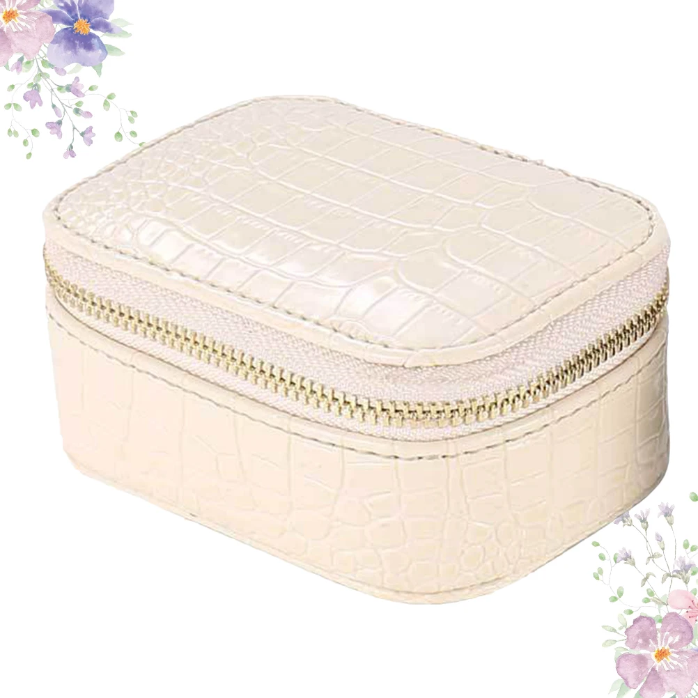 

Travel Jewelry Box Ivory Holder Necklace Storage Organizer Durable PU Long Lasting Perfect Gift Girls Women Birthday Valentine