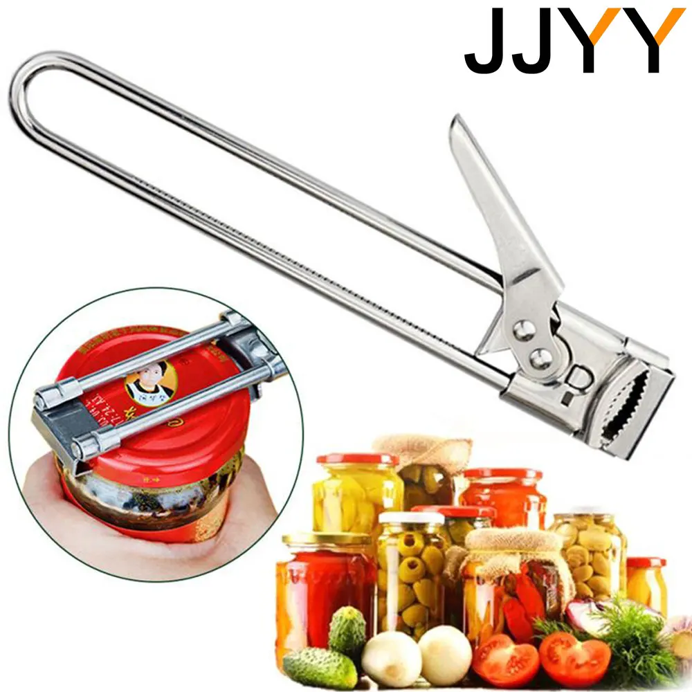 JJYY Adjustable Multi-Function Bottle Cap Opener Stainless Steel Lids Off Jar Opener Labor-Saving Screw Can Opener For Kitchen