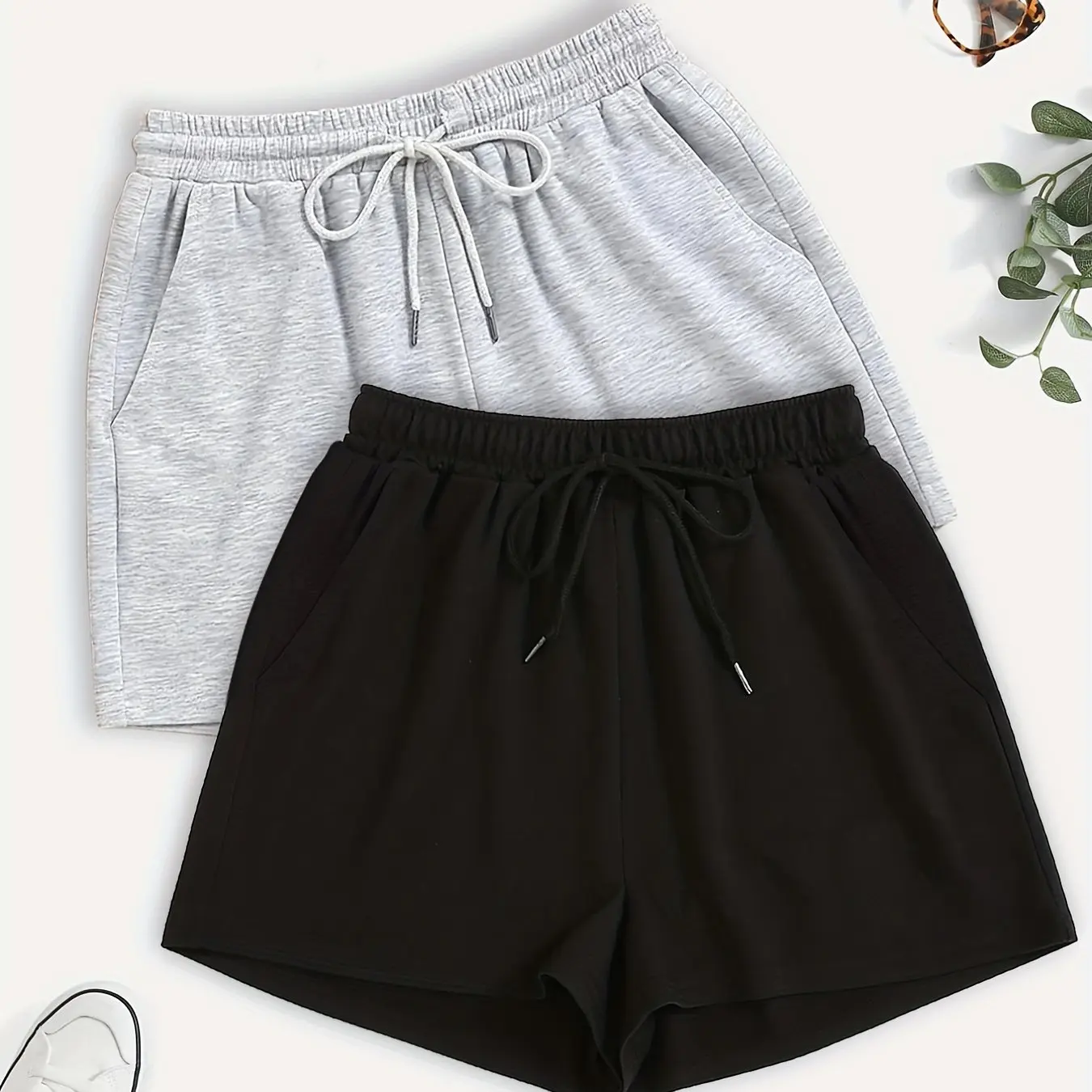 Damen Sommer Einfarbige Freizeitshorts mit Elastischem Bund, Schweißableitend und Atmungsaktiv, Geeignet für Sport, Laufen und Fitness – Detail 3