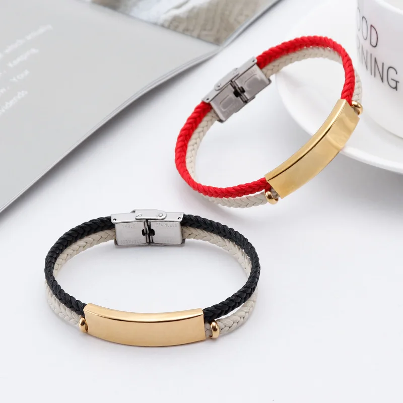 Punk Luxury Custom Name Rope Bracelet Men Adjust Handmade Layer Women Rope Id Bracelets Jewelry Valentines Gift