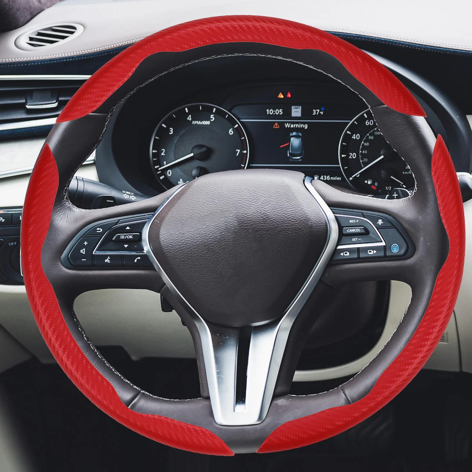 

3pcs Carbon Fiber Steering Wheel Cover 32Cm/12.58" Universal Fit Anti-Slip Matte Grip For All Season Suv Truck Auto Interior