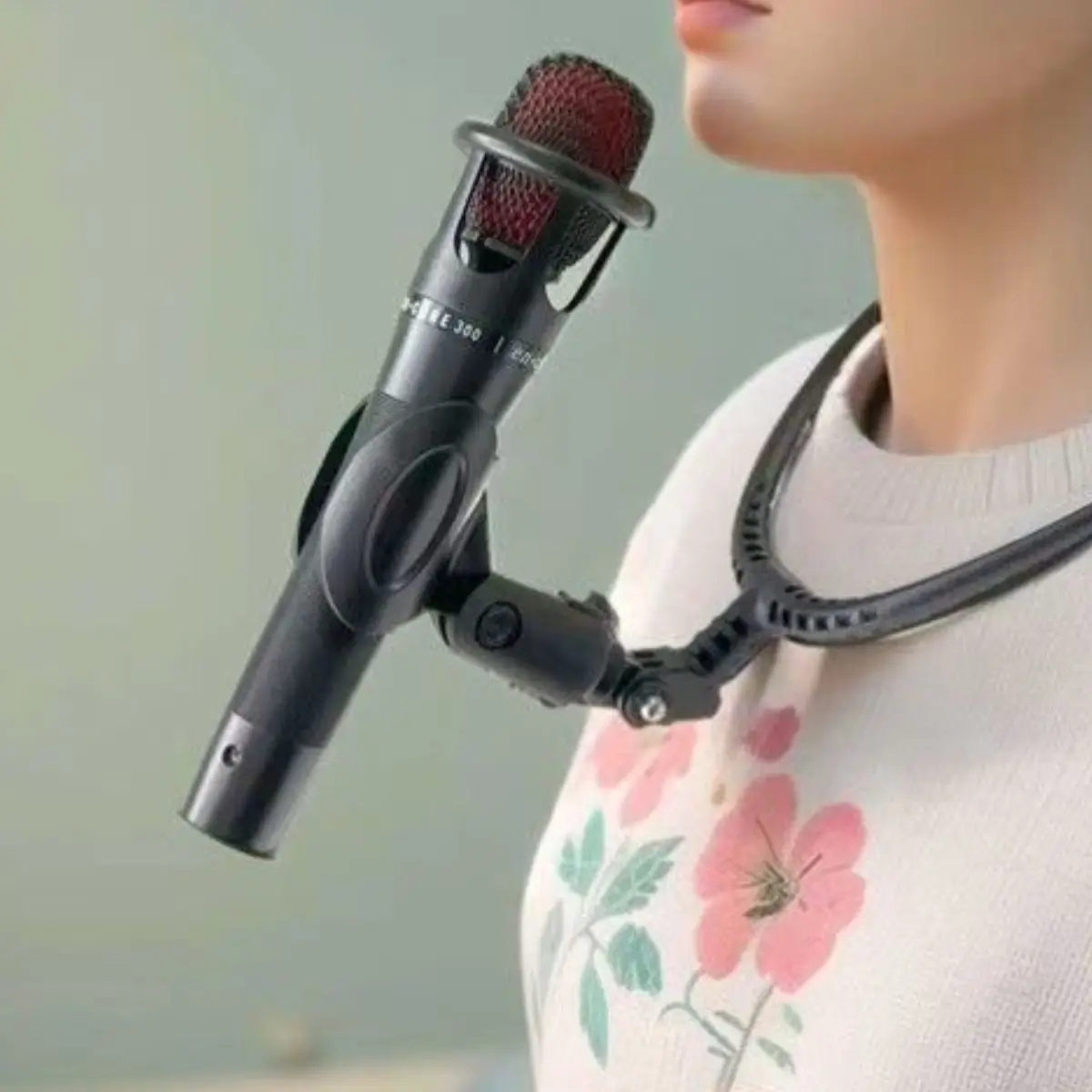 Hands-free Neckband Microphone Stand with Adjustable Clip - Made of Durable ABS Material, Ergonomically Stage Performers