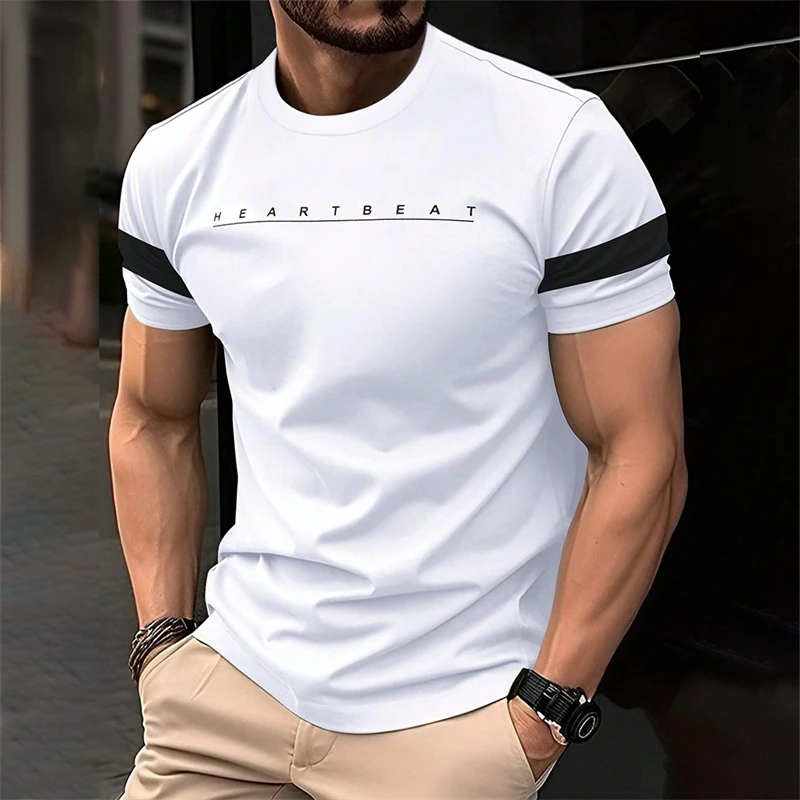Simple Fashion Letters Striped Graphic T Shirts For Men Trend Summer Streetwear 3D Printed T-shirt Loose Streetwear Hip Hop Tees image 4