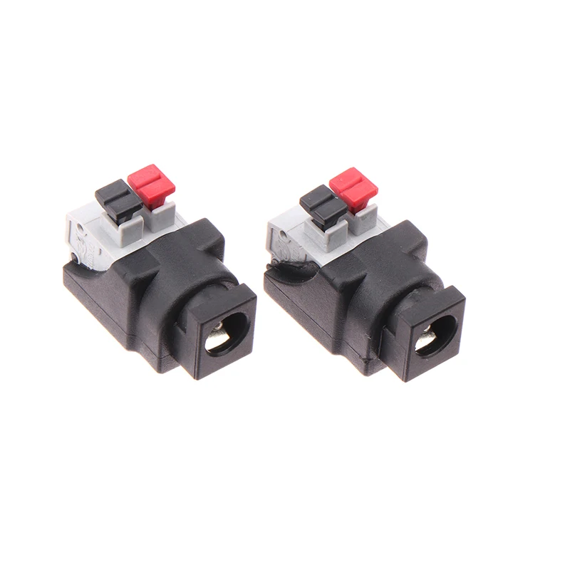 2 pçs clipe livre de soldagem primavera conector dc 5.5*2.1mm macho fêmea encaixe plug dc conector adaptador para tira led sem parafuso