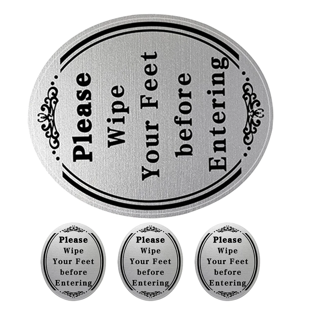 

2 Sets Wall Stickers Self Adhesive Entryway Decals Please Wipe Feet Home Decor Vinyl PVC Waterproof Easy Install Door Sign