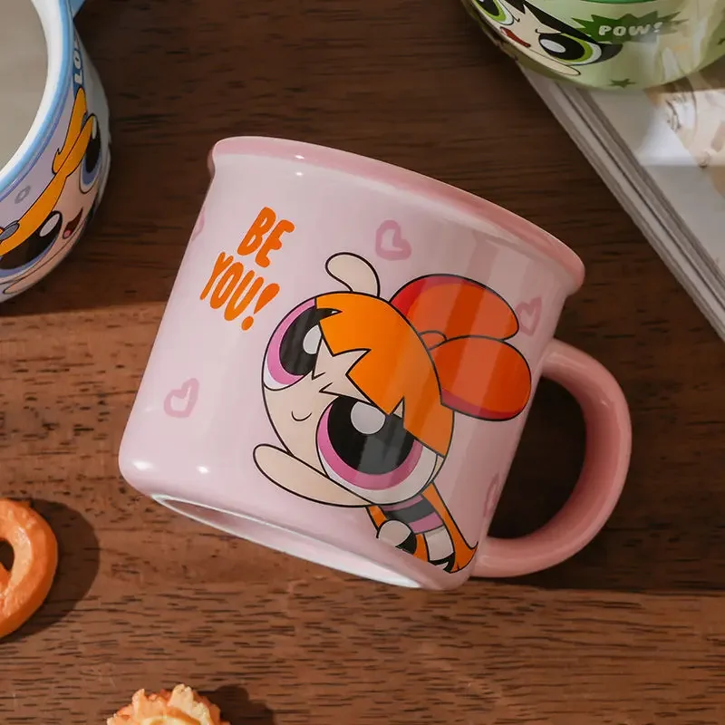 The Powerpuff Girls Blossom Bubbles لطيف أنيمي الطرفية السيراميك القدح الأطفال كوب المنزل زوجين كوب ماء هدية عيد ميلاد #5
