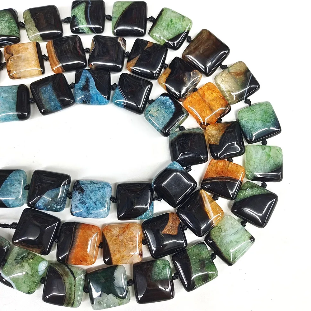 Square Agate Beads Natural Stone Reiki Healing Crystal Gemstone Bead for Jewelry Making DIY Bracelet