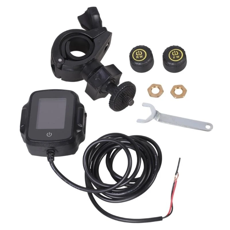 652F Motorcycle Wireless Tire Pressure Monitoring System, for Motorcycle with 2 External Sensors QC3.0 Temperature Alarm