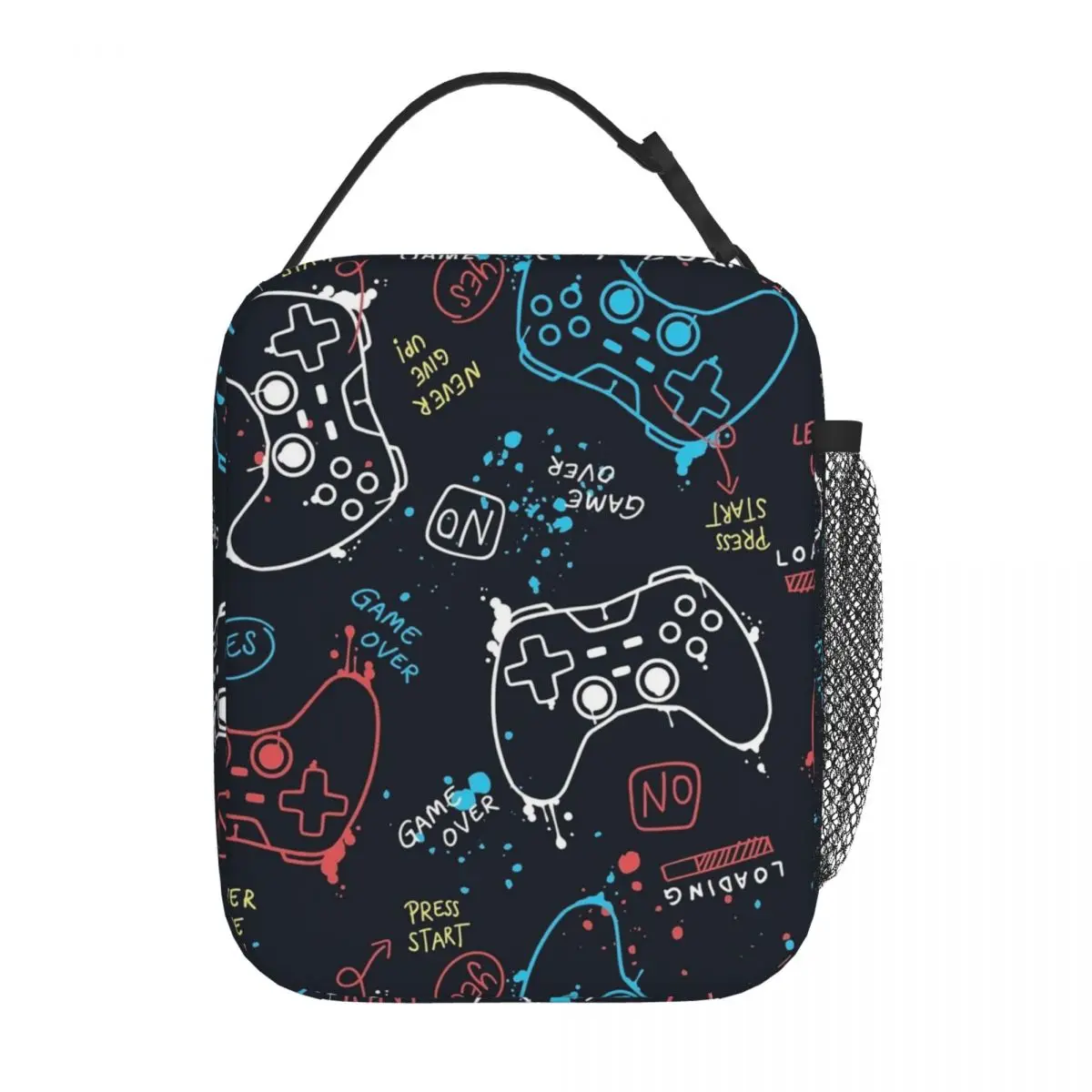 

Video Game Controller Pattern Insulated Lunch Bags Large Meal Container Cooler Bag Tote Lunch Box Office Outdoor Girl Boy