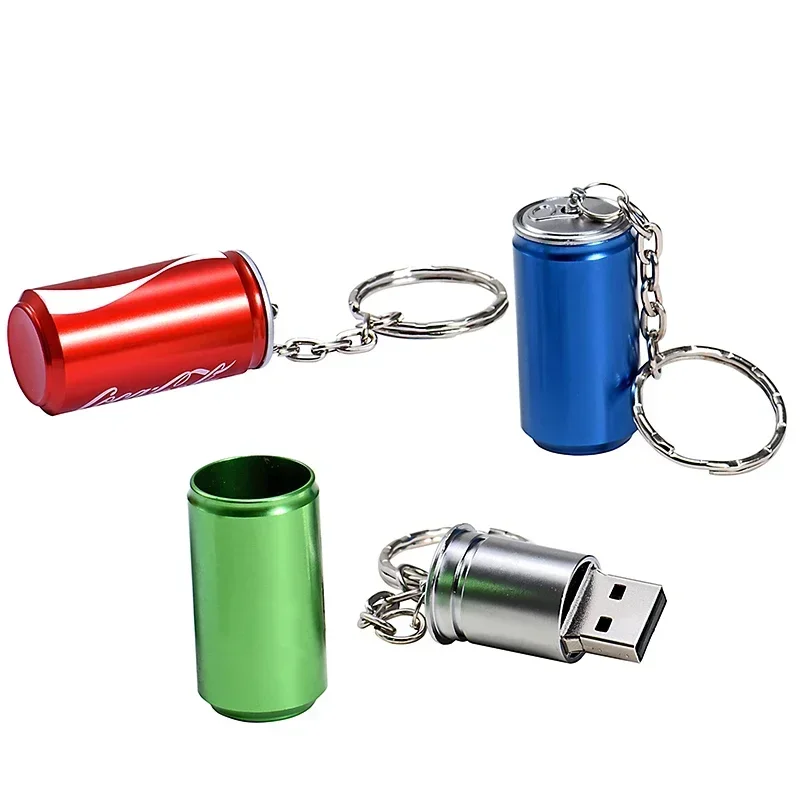 Kreatywny pendrive Coke Cans USB 2.0 z breloczkiem Przenośny pendrive Pamięć o rzeczywistej pojemności 64 GB/32 GB/16 GB/8 GB Dysk U