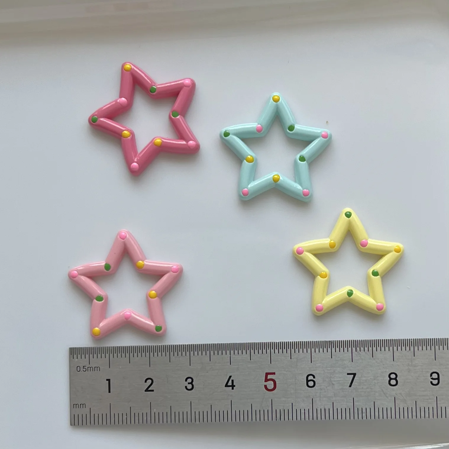 5pcs miniso colorful star cartoon series cartoon resin flatback cabochons diy crafts materials jewelry making charms