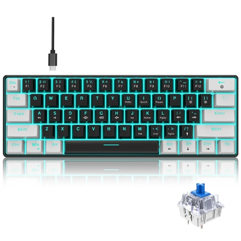 61 Key RGB Mechanical Keyboard USB Wire LED Backlit Gaming Mechanical Keyboard Drop Shipping