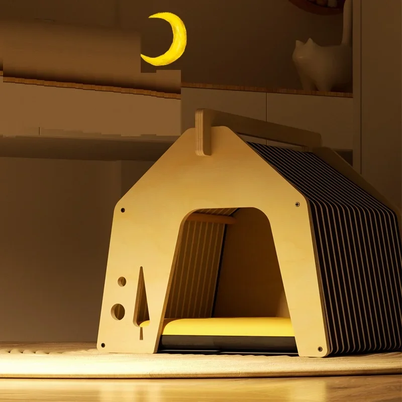 Wooden Cat Beds for Indoor Cats, Rabbit Hideout Bunny House Small Animal Rest and Play House for Dog Hideout Habitat