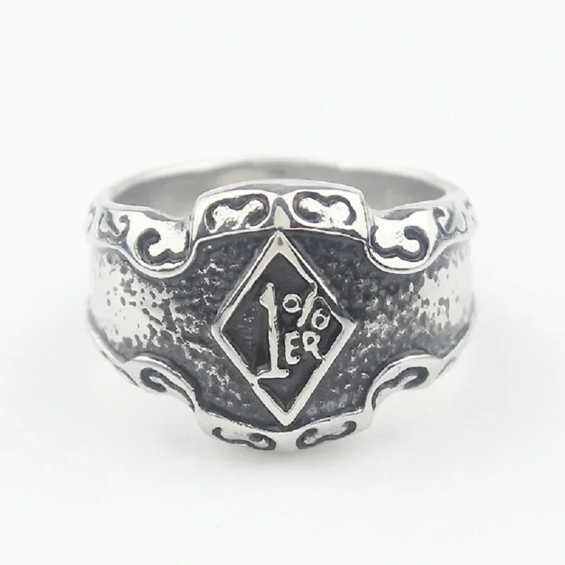1%er One Percent Biker Motorcycle Club Men\'s Stainless Steel Ring