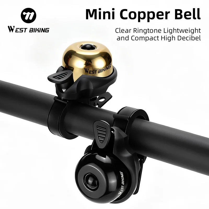 

WEST BIKING мини-велосипедный медный звонок, сверхлегкий звонок для большого пальца, MTB, дорожный велосипед, предупреждающий звонок с регулировочным кронштейном, аксессуары для велоспорта
