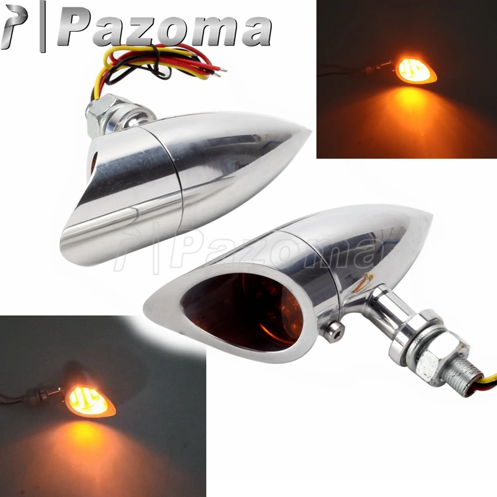 Vintage Motorcycle Turn Signals LED Aluminum Moto Signal Lamp For Chopper Bobber Cruiser Custom Amber Blinker Indicator Light