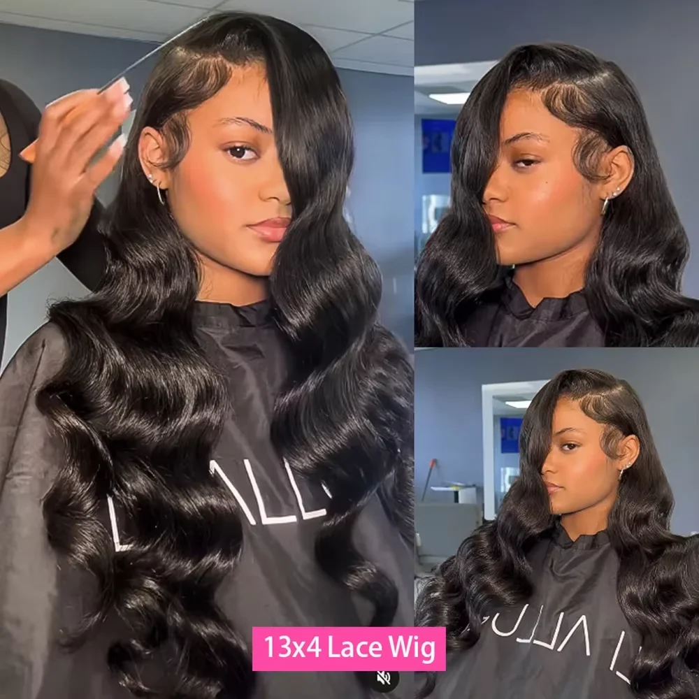 الجسم موجة الدانتيل الجبهة خصلات الشعر المستعار الإنسان 180 الكثافة الشعر البرازيلي 13x4 HD الدانتيل الباروكة الأمامية للنساء السود قبل قطعها شعر الطفل