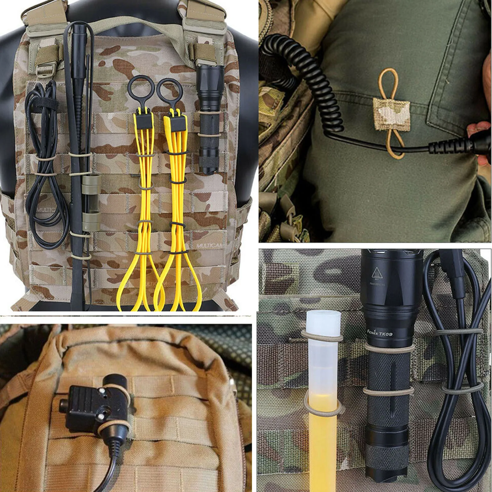 Molle Webbing Retainer Elastic Binding Ribbon Buckle Gear Vests Backpacks Bags Accessories Molle Gear Holder For Binding Vests