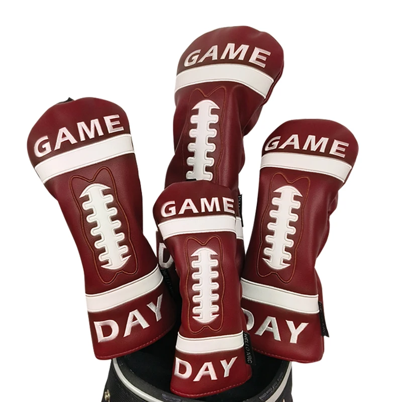 Golf Headcover Football Club Embrodery Game Day Letters Golf Driver Fairway Wood Covers Style and Customize Your Golf Bag