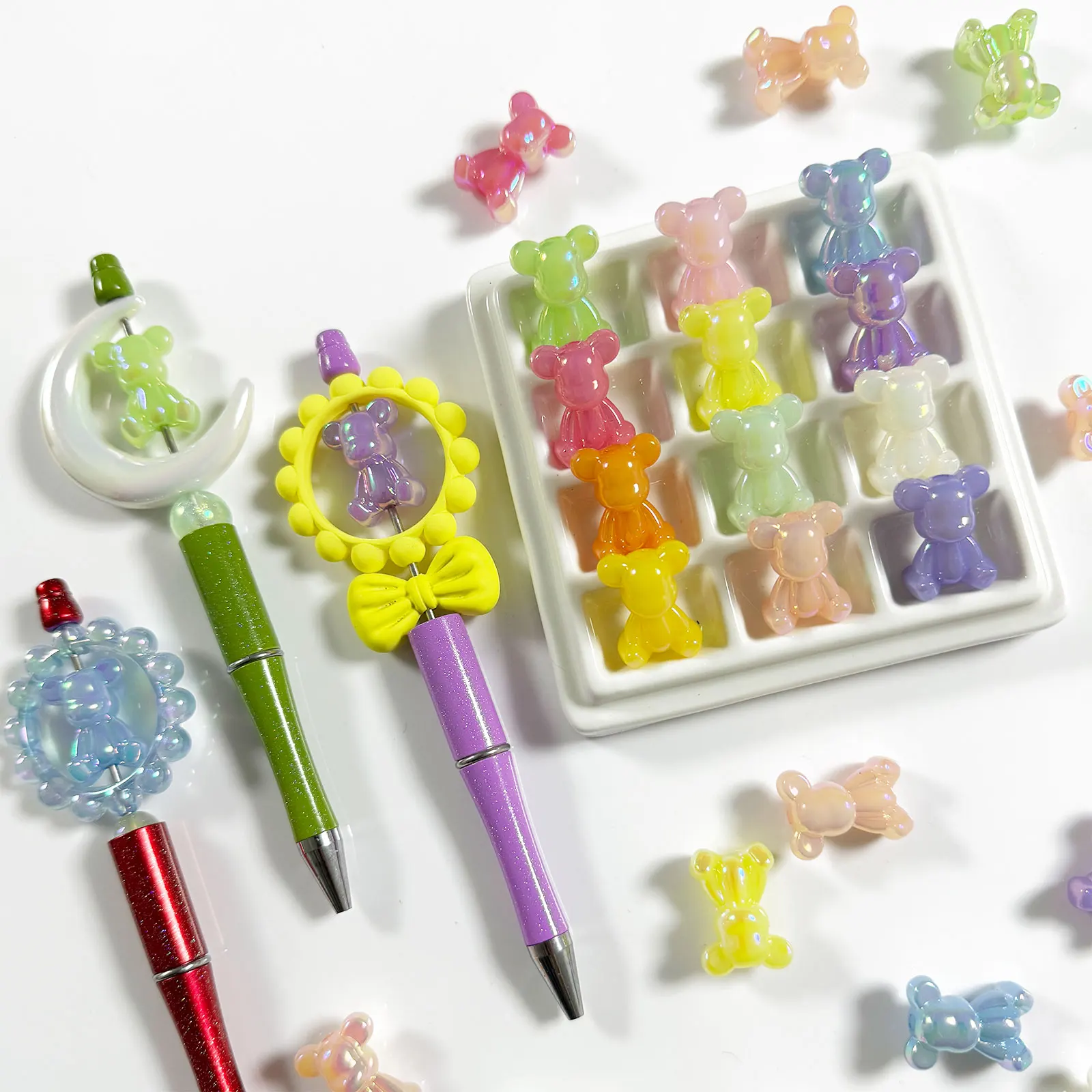 Cute Small Jelly Bear Beads For Jewelry Making Earrings Bracelet Necklace DIY Craft Decorations Beadable Pens Hair Accessories