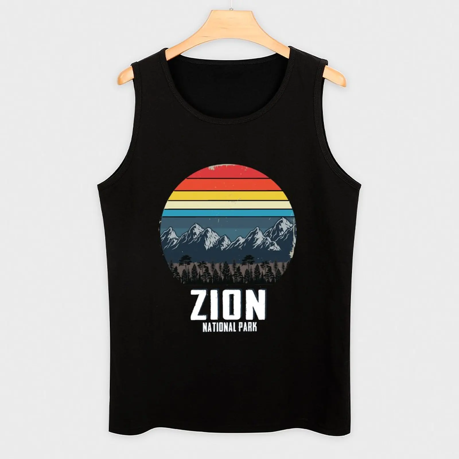 Zion National Park Vintage Sunset Travel/Camping T Shirt Tank Top Fitness men clothing Short sleeve