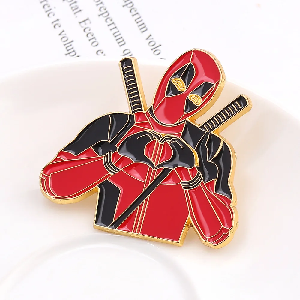 Marvel Deadpool Love Brooch Anime Figures Creativity Badge Hard Enamel Pin Backpack Collar Lapel Jewelry Friends Birthday Gifts