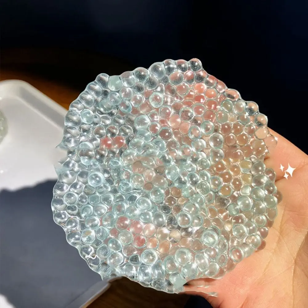 Balle anti-stress créative faite à la main en perles transparentes arc-en-ciel, super douce et élastique, à rebond lent, pour les employés de bureau