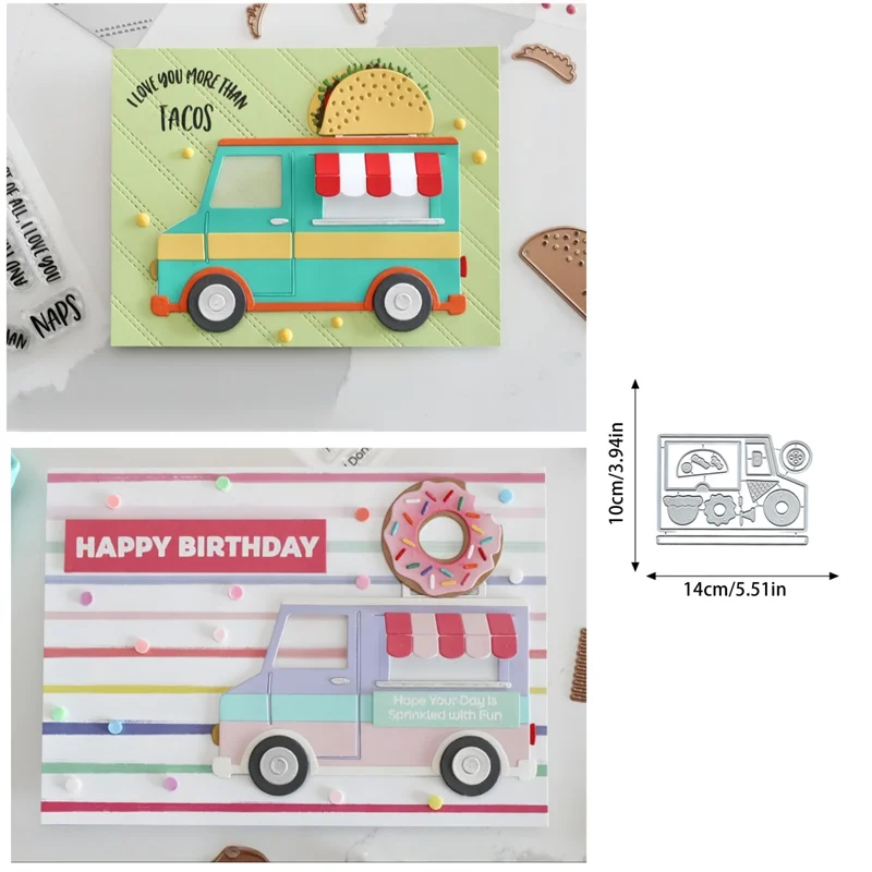 

2025 New Ice Cream Truck Mold Template Metal Cutting Mold New Paper Card Decoration Process Mold Embossing Die Cutting