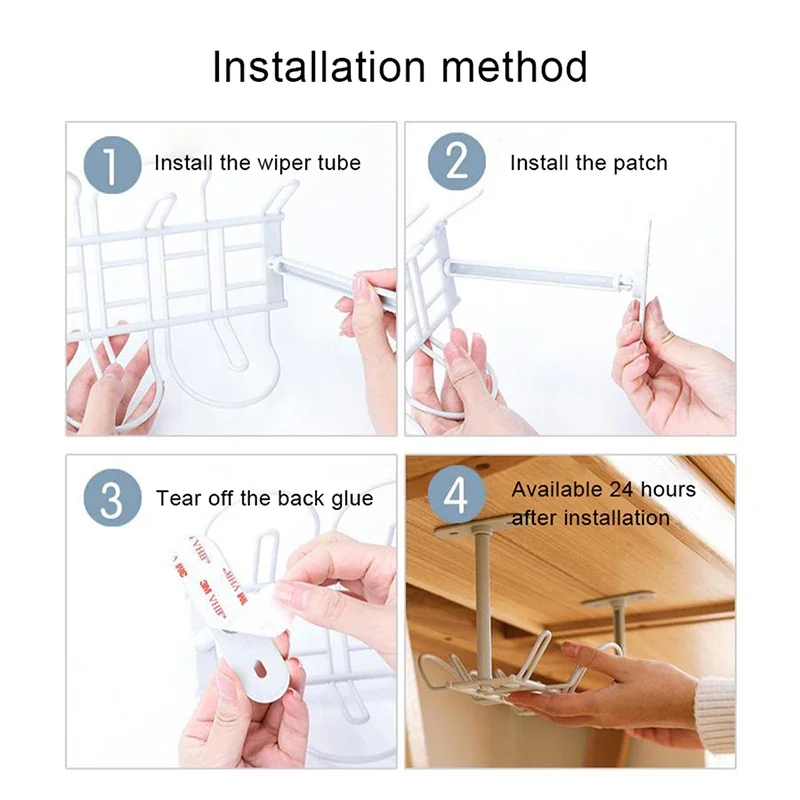 Home Office Desk Cable Organizers Under Table Wire Storage Rack Desk Bottom Shelf Outlet Holder Hanging Wire Cord Management