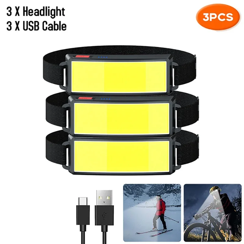 KDULIT Leistungsstarke COB LED Scheinwerfer Typ-c Wiederaufladbare Kopf Taschenlampe Eingebaute Batterie Outdoor Angeln Camping Laterne Wasserdichte Taschenlampe 7