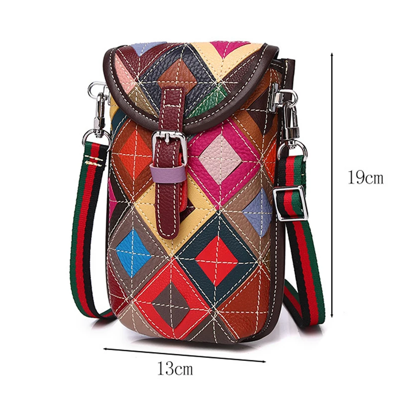 Annmouler New Fashion Women Shoulder Bag Cow Leather Crossbody Bag Patchwork Shoulder Bag Genuine Leather Phone Bag