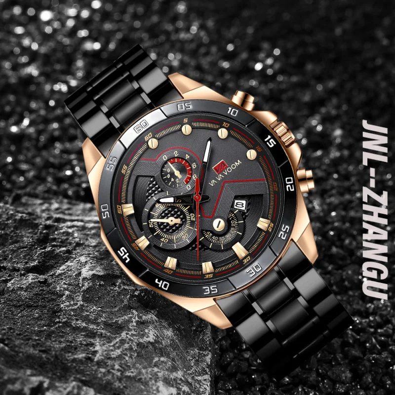 

New Men Watch Business Waterproof Date Watches Fashion Multifunction Stainless Steel Quartz Watch Relojes para hombre
