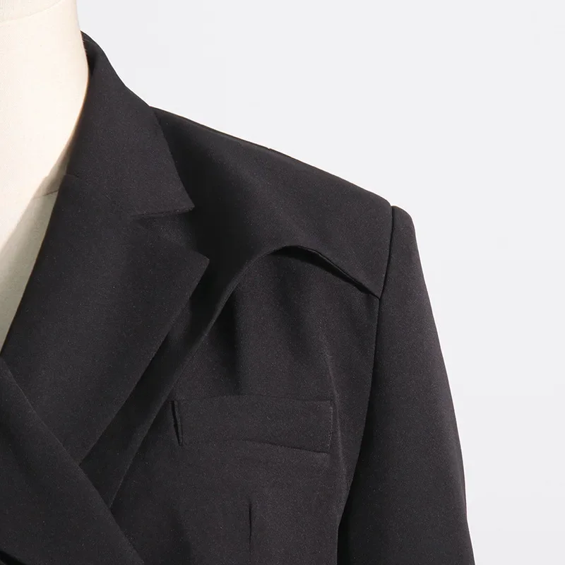 Fatos de escritório formais femininos, blazer preto, jaqueta cruzada, roupa de senhora, casaco de menina quente, primavera, outono, moda, senhora, mulheres, 1 peça