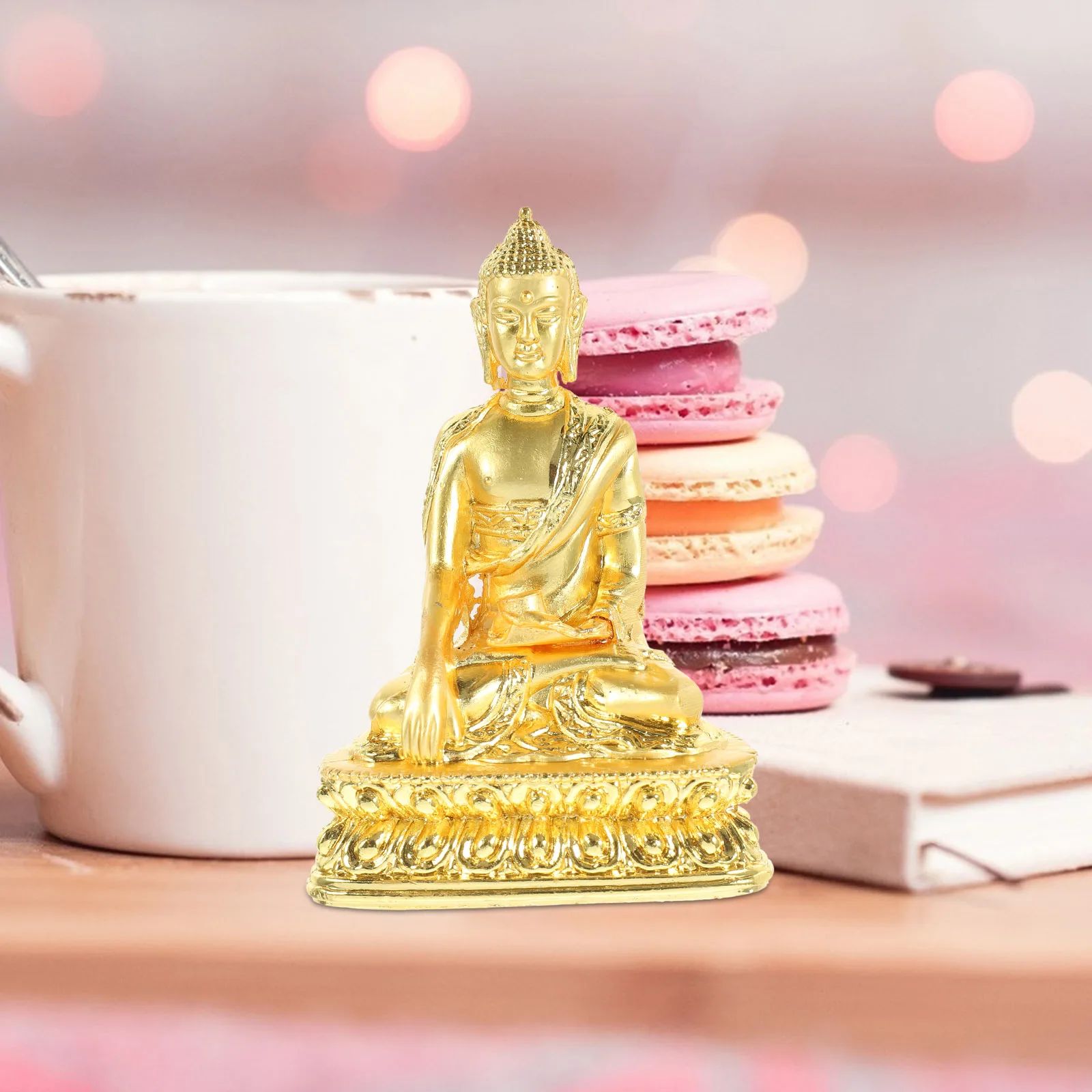 Estatua de Buda chapada en oro, diseño delicado, decoración del templo para el hogar y la Oficina, adorno religioso artístico, regalo de escritorio, 1 ud.