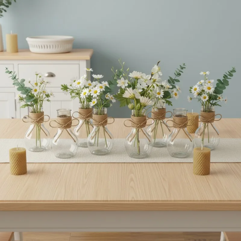 Vasos em Forma de Lâmpada de Plástico Transparente, Mini Vasos em Forma de Bulbo, Adequados para Casamentos e Arranjos Florais, Recipientes Duráveis para Vasos em Forma de Lâmpada