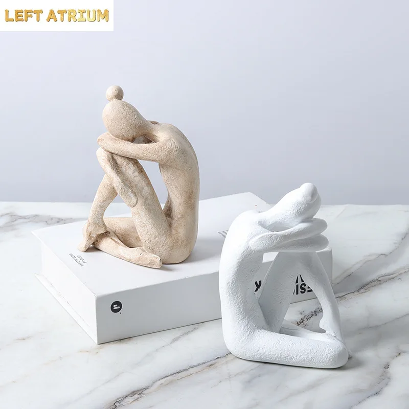 Knee Hugging Figures Statue Handicrafts Desk Decoration Ornaments Abstract Character Resin Sculpture Room Aesthetics Decor