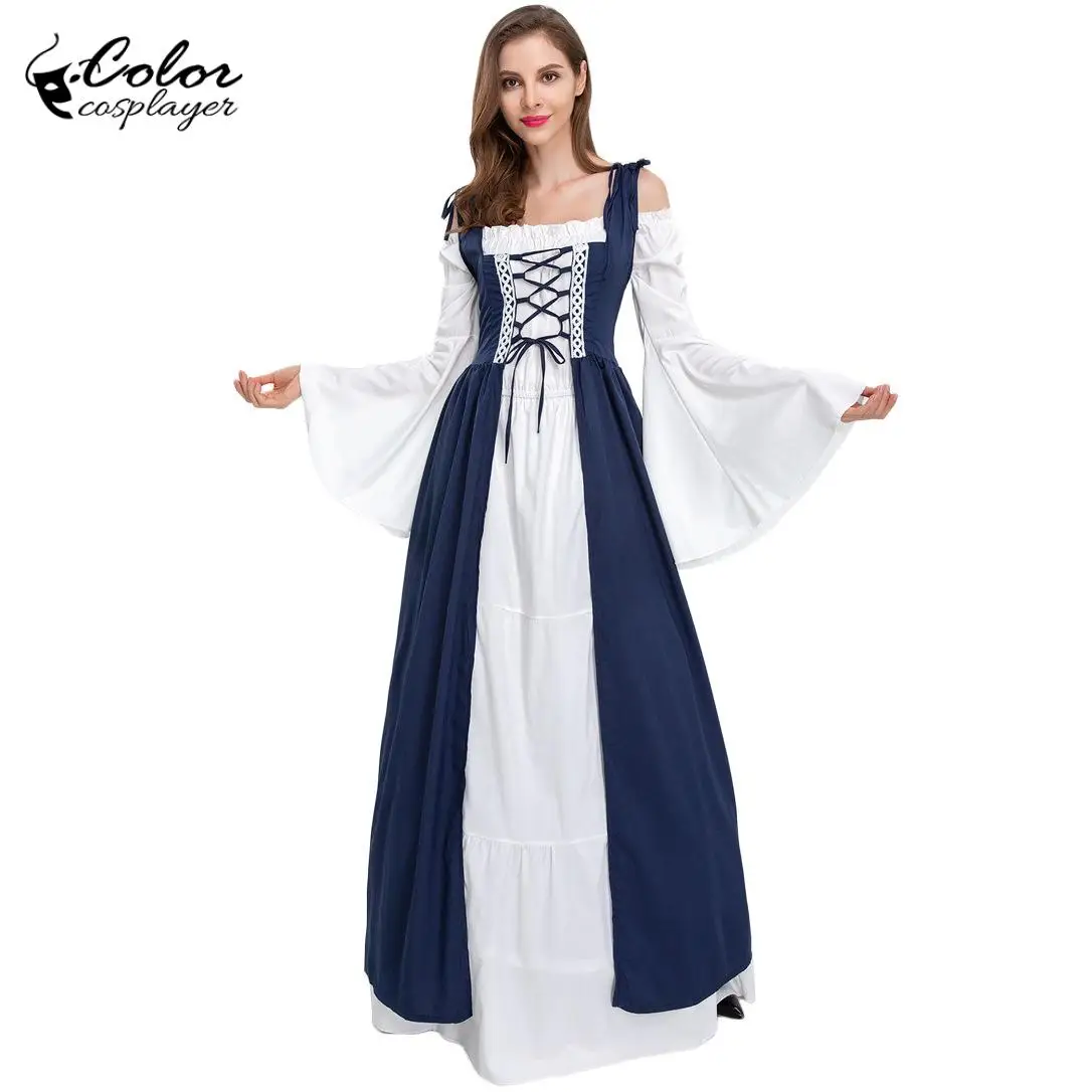 Color Cosplayer Medieval Dress Long Sleeve Women Gown Carnival Dress Masquerade Ball Cosplay Costume Vintage Party Clothing