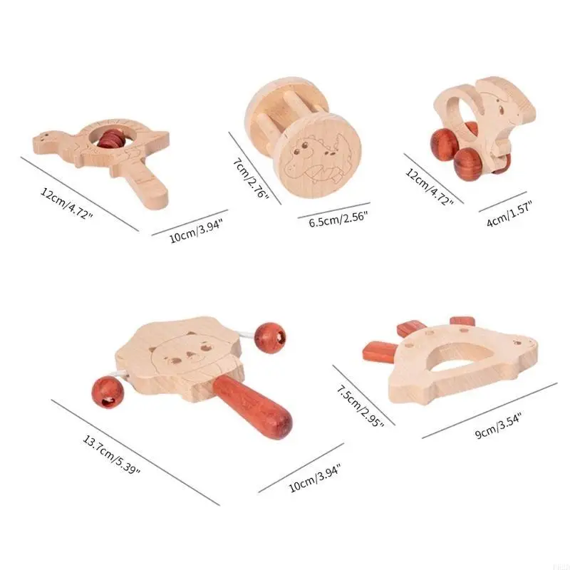 F62D Baby Rattle-Ring Handble Teether Soother Trẻ sơ sinh Chewing Chewing Toy